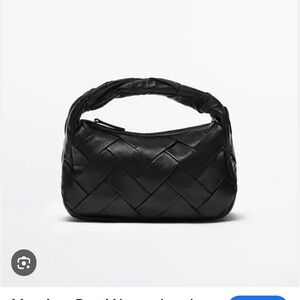 Massimo Dutti Black Woven Leather Bag